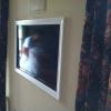 I 40" plasma was mounted in the wall during constuction. We replaced it with a 46" LED and did the trim around the TV. On the same day we brought in Sill Painting to patch and paint the entire wall and new trim for a seemless finish